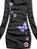 Floral Butterfly Art Design Casual Print Sweatshirt