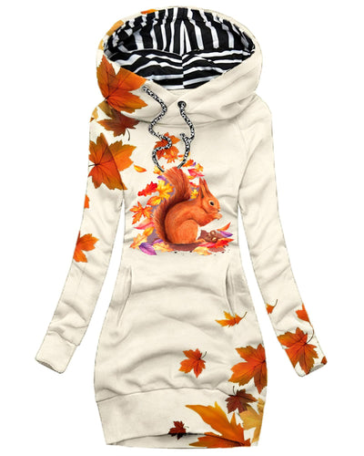 Women's Maple Squirrel Art Casual Sweatshirt