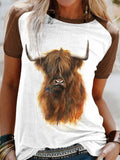 Women's Highland Cattle Print T-shirt