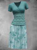 Women's Summer Vintage Flower Butterfly Casual Maxi Dress