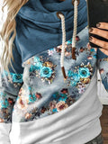 Women's Casual Floral Colorblock Casual Hoodie