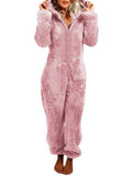 Fleece Thickened Plush Jumpsuit Home Hooded Pajamas