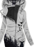 Women's Forest Deer Art Print Casual Sweatjacken