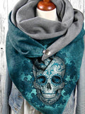 Skull Print Casual Scarf and Shawl