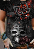 Women's Retro Punk Skull Print Casual T-Shirt