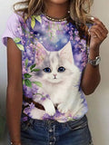 Wisteria Cat Art T-shirt