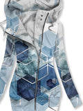 Women's Winter Geometric Art Print Casual Sweatjacke