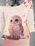 Women's owl Print Lace Tank Top Two-Piece Set