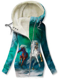 Women's Winter Horse Print Casual Track Jacket