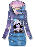 Women's Winter Snowflake Cute Panda Pattern Hooded Sweatjacke