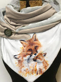 Fox-print slouchy fleece scarf and shawl