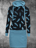 Women's Feather Casual Print Sweatshirt Dress