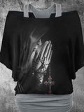 Women's Vintage Jesus Art Printed Gothic Two Piece Top