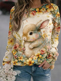 Women's Flower Rabbit Casual Sweatshirt