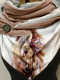 Women's Autumn And Winter Watercolor Horse Art Simple Stylish Shawl Scarf