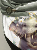 Cute Floral Elephant Art Fleece Casual Scarf