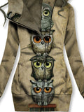 Women's Retro Cute Owl Art Casual Sweatshirt