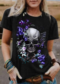 Women's Retro Punk Skull Print Casual T-Shirt