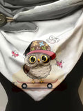 Women's Casual Art Skateboard Owl Wrap Scarf