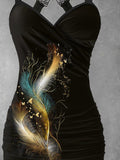 Women's Vintage feather Print Art Tank Top