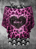 Women's Vintage Leopard Punk Skull Printed Two Piece Top