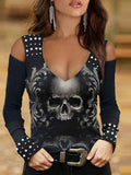 Women's Vintage Punk Skull Long Sleeve T-Shirt