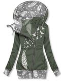 Women's Feather Print Sweatjacke