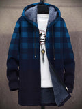 Men's Art Plaid Print Plush Thick Loose Long-Sleeved Coat Cardigan