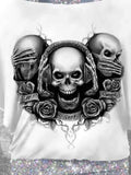 Women's Vintage Punk Skull Printed Two Piece Top