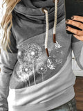 Women's Dandelion Pattern Colorblock Casual Hoodie