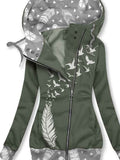 Women's Feather Print Sweatjacke