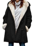 Woman's Autumn And Winter Fashion Horn Button Fleece Warm Jacket Cardigan