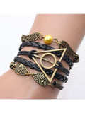 Deathly Hallows Vintage Leather Strap Bracelet Various Owl Wing Bracelets Snitch