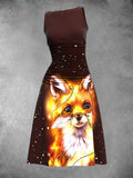 Women's Retro Fox Casual Maxi Dress