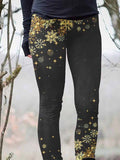 Women's Christmas Snowflake Art Casual Leggings