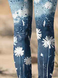 Women's Floral Gradient Bloom Art Print Casual Tight Leggings