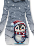 Snowflake Penguin Casual Print Sweatshirt