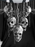 Women's Vintage Punk Skull Printed Two Piece Top