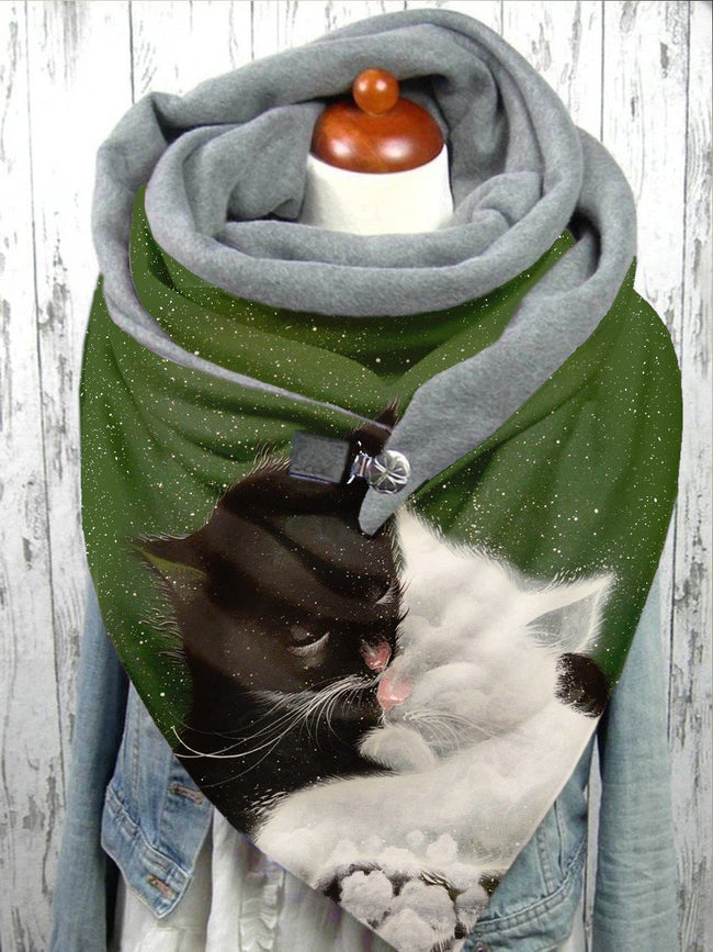 Women's Cat Art Print Leisure Shawl Scarf