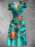 Women's Sea Turtle Artistic Casual Maxi Dress