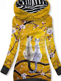 Women's Cat Art Print Sweatjacke