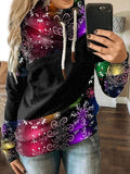 Women's Casual Floral Colorblock Casual Hoodie