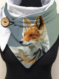 Women's Autumn And Winter 3D Fox Illustration Shawl Scarf