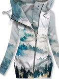 Women's Winter Landscape Art Print Casual Sweatjacke