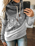 Women's Dandelion Pattern Colorblock Casual Hoodie