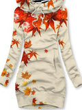 Women's Daily Vintage Maple Leaf Print Casual Hoodie