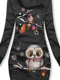 Winter Snowflake Owl Penguin Art Casual Print Scarf