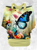 Women's Vintage Butterflies Art Printed Two Piece Top