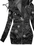 Women's Winter Snowflake Print Casual Track Jacket