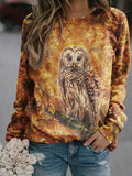 Women's Owl Art Print Sweatshirt